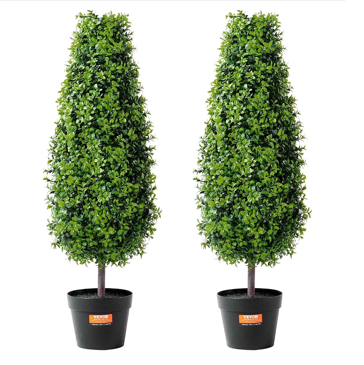 VEVOR 2 Pack 3' Artificial Boxwood Topiary Tree Faux Plant UV Decor In/Outdoor