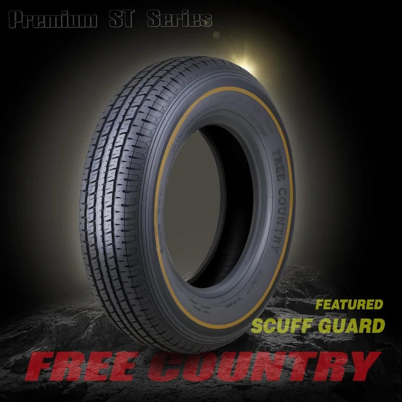 Grand Ride Set 4 Trailer Tires ST225/75R15 10 Ply Load Range E Steel Belted Radial w/Featured Scuff Guard
