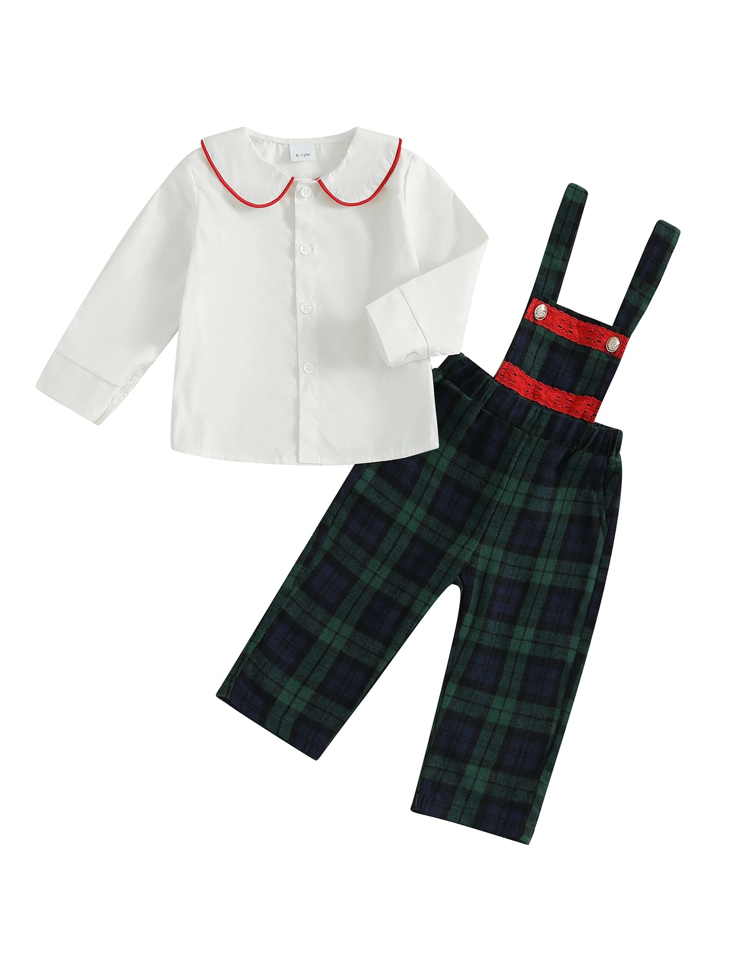 Toddler Boys 2-Piece Formal Wear Set with Bow Tie Shirt and Suspender Pants for Wedding Party Outfit 1-6 Years
