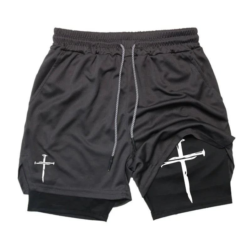 Cross 2 In 1 Workout Shorts For Men With Phone Pocket