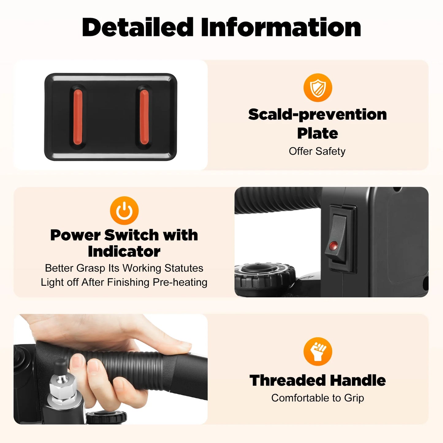 1200W Industrial Electric Steam Iron Kit, 5 Gears Adjustable Temperature, with Water Tank, Scald-prevention Plate