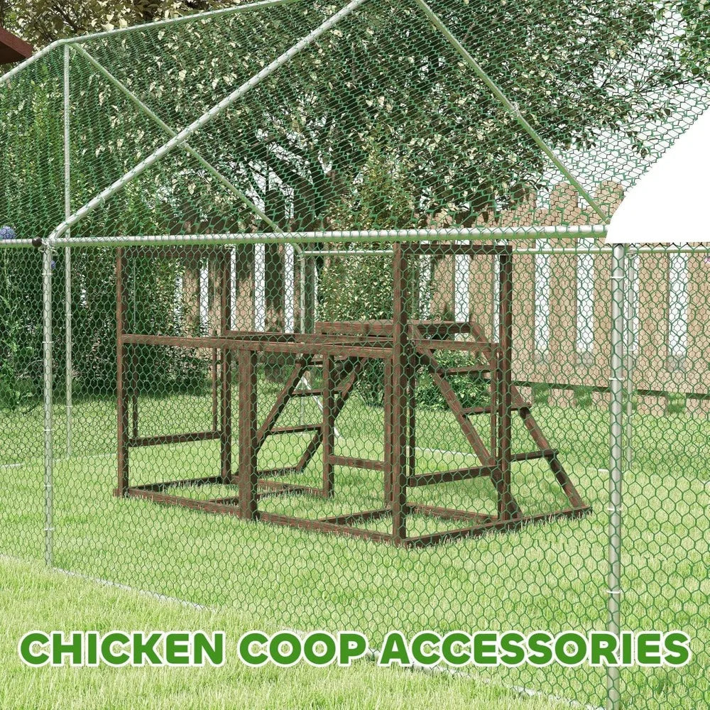 PawHut Chicken Coop Perches with Swing Roosting Bars Activity Play Set Wooden Chicken Coop Accessory Toys for 4 to 6 Chickens