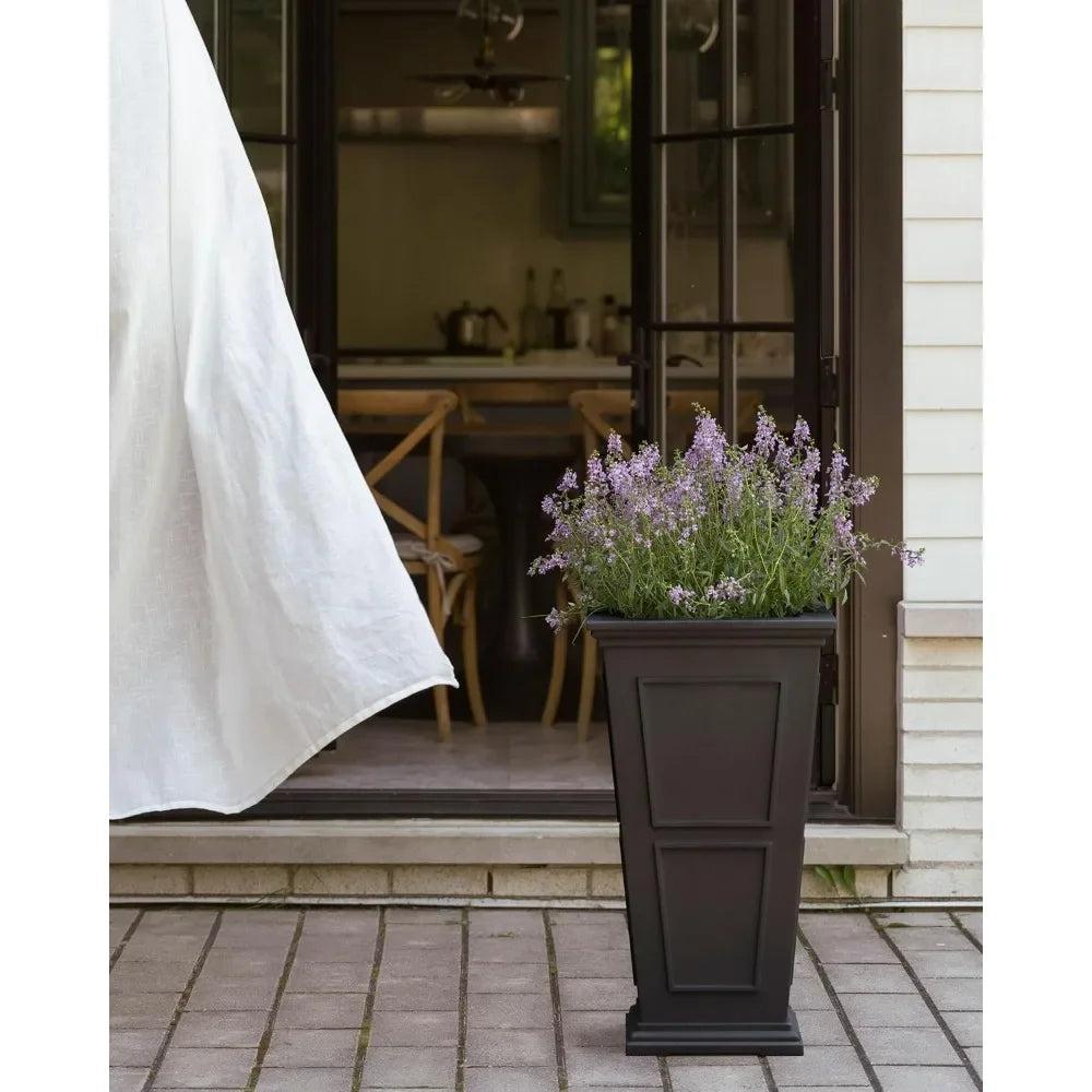 Tall Plastic Planter - Large Outdoor Planter for Front Porch | Weather Use -Crack Resistant All