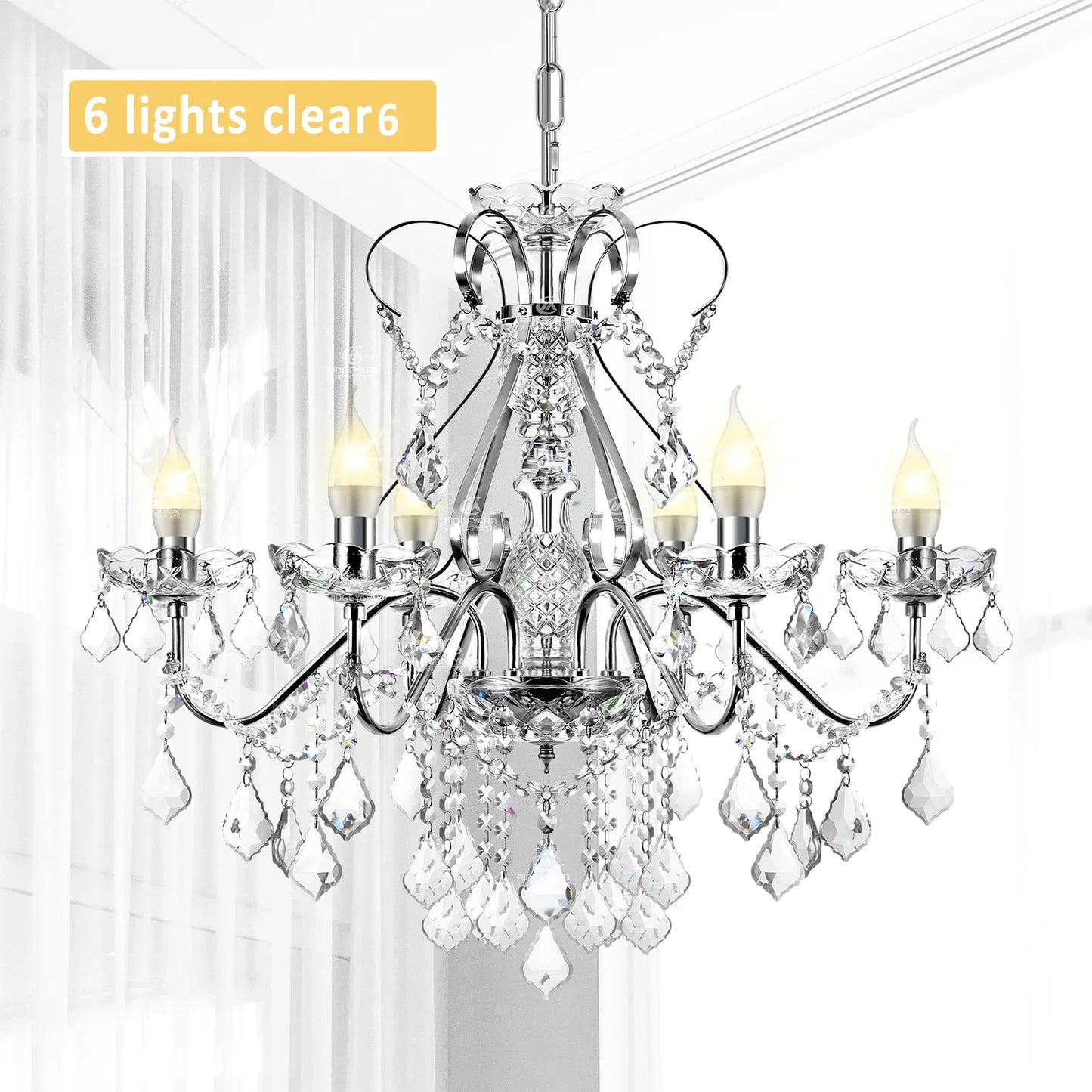 Ridgeyard 4-18 Arms K9 Crystal Chandelier Modern Luxury Boutique Country Style For Hallway Living/Dining Room Bedroom Home Light
