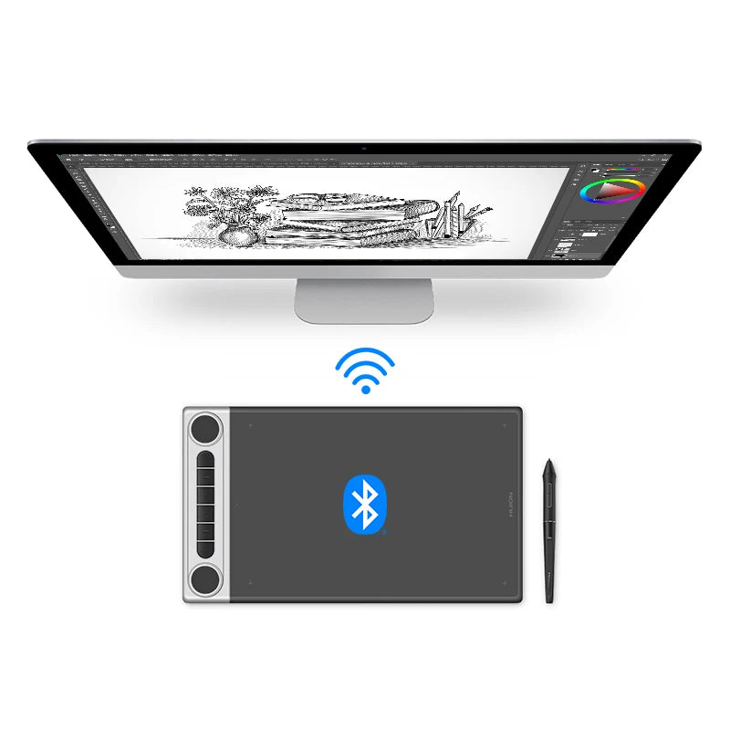 Wireless Graphics Tablet HUION Inspiroy Dial 2 Q630M Bluetooth 5.0 Mode Drawing Tablets Support Linux Chrome MacOS Android Phone