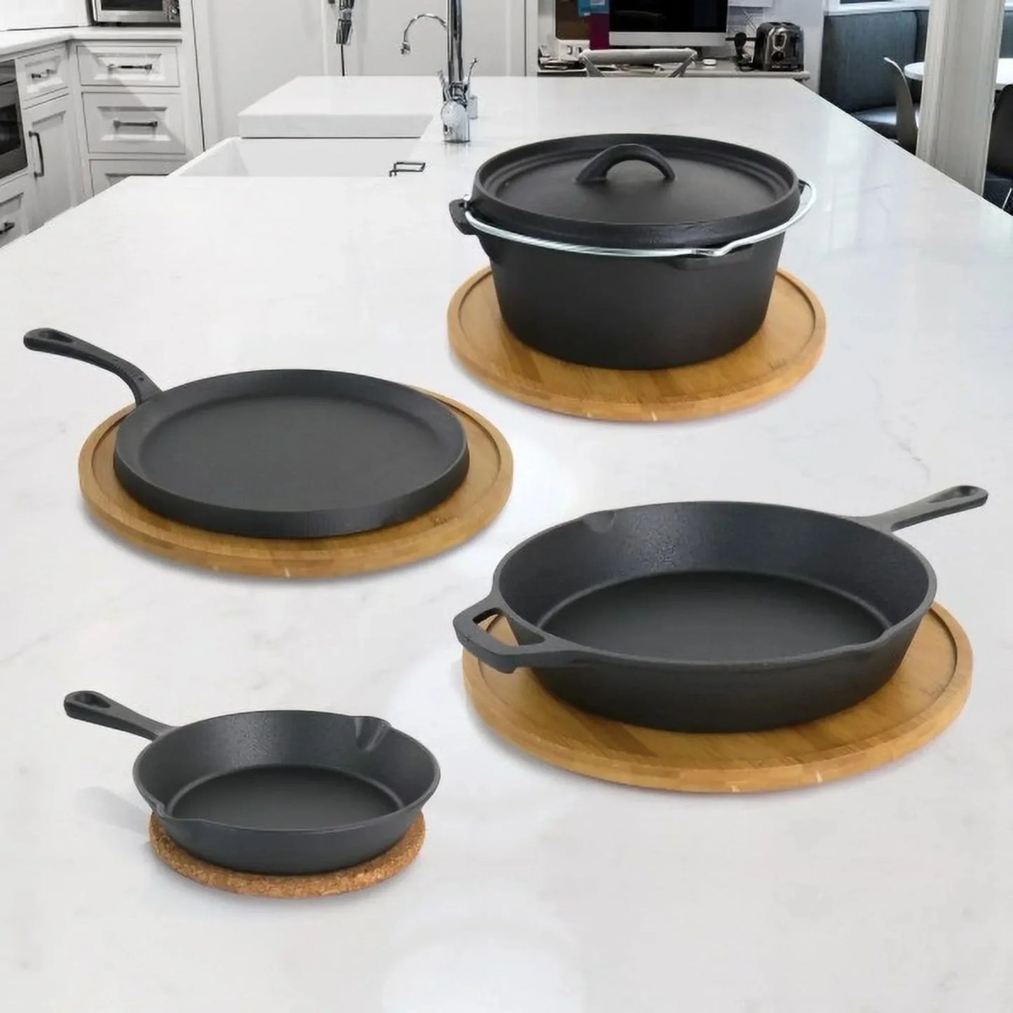 Pre Seasoned Cast Iron Cookware Set 5 Piece Non Stick Oven