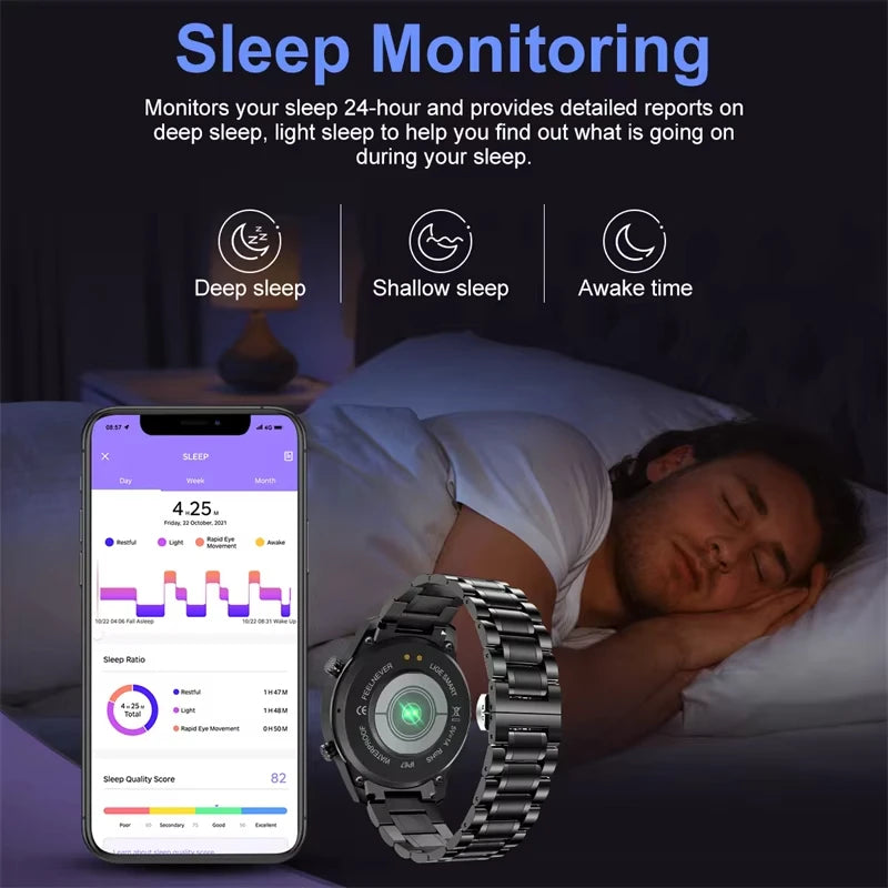 LIGE Luxury Full Circle Touch Screen Men Smart Watch Bluetooth Call Steel Band Waterproof Sports Fitness Watch For Android IOS