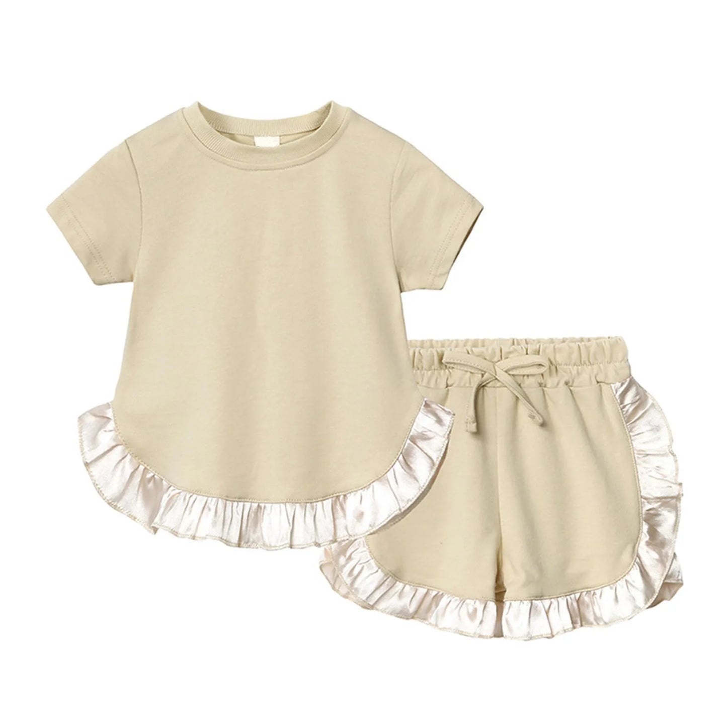 Summer Kids Little Sweet Girls Clothing Sets Cotton Luxury Homewear Top+Shorts Children Clothes Toddler Baby Outfits Suit 2Pcs
