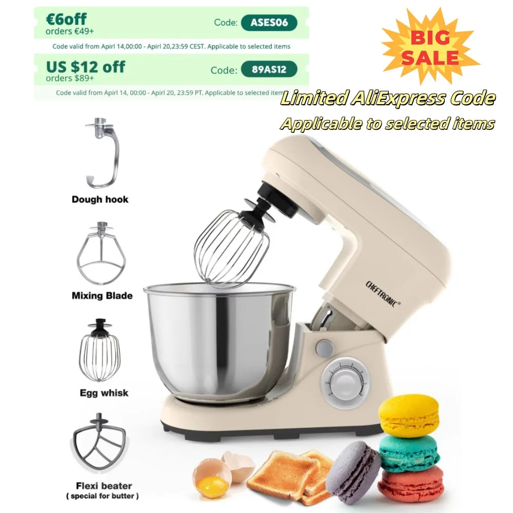 1pc CHEFTRONIC Stand Mixer,5Qt Tilt-Head Electric Household Stand Mixer - 500W 6+P Speed, Food Beater And Butter Beater,US Plug