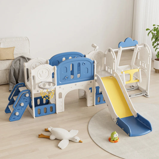 Toddler Slide, Kids Slide for Toddlers Age 1-4, 11in 1 Baby Slide Outdoor Indoor Playground with Basketball Hoop and Extra long