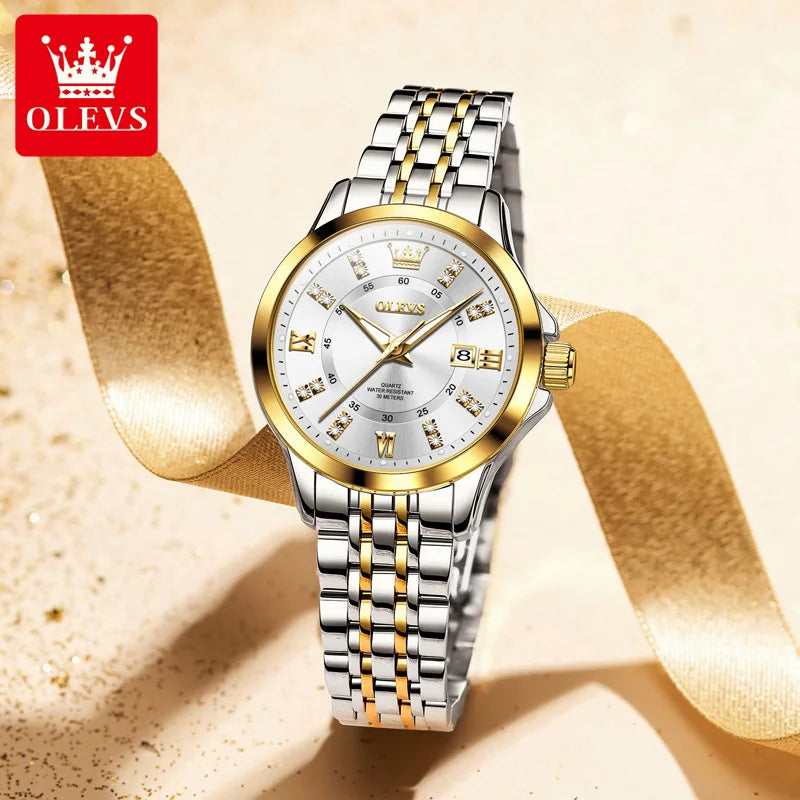 OLEVS Brand Romantic Gift Box Bracelet Set Women's Watches Elegant Waterproof Fashion Luminous Quartz Watch Calendar Wristwatch