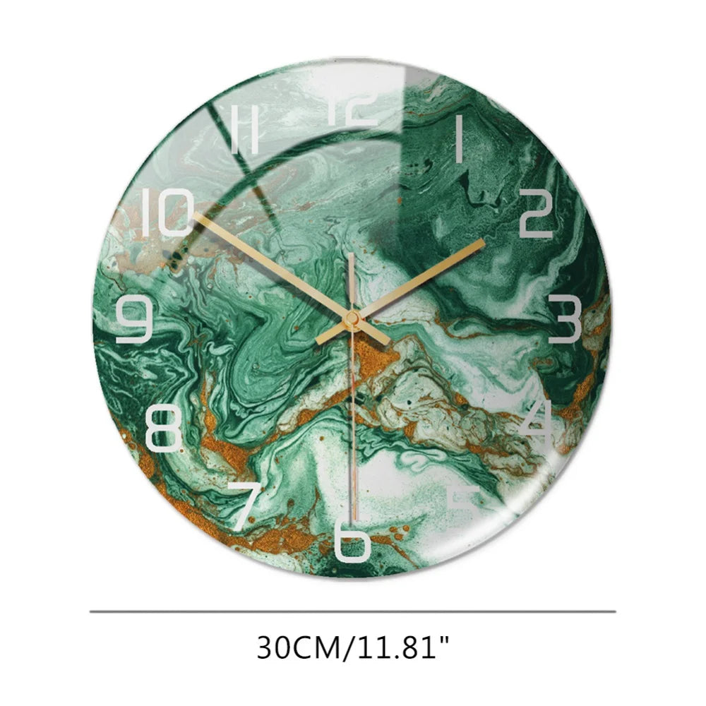 Luxury 3D Acrylic Black Gold Marble Pattern Wall Adhesive Clock Metal Needle Silent Clock Mechanism Modern Living Room Home Deco