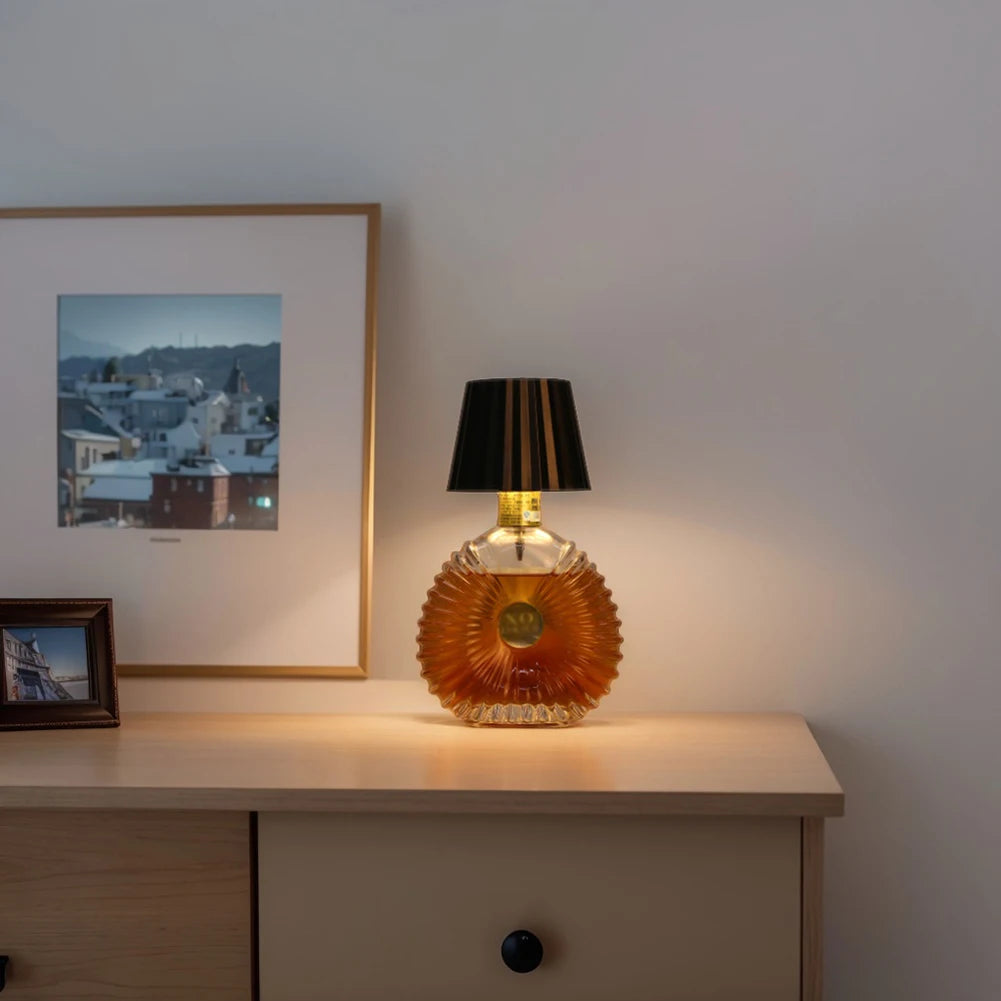 Wireless Bottle Lamp Rechargeable 3 Colors Dimmable Wireless Touch Table Lamp Portable LED Table Lamp for Restaurant Bar