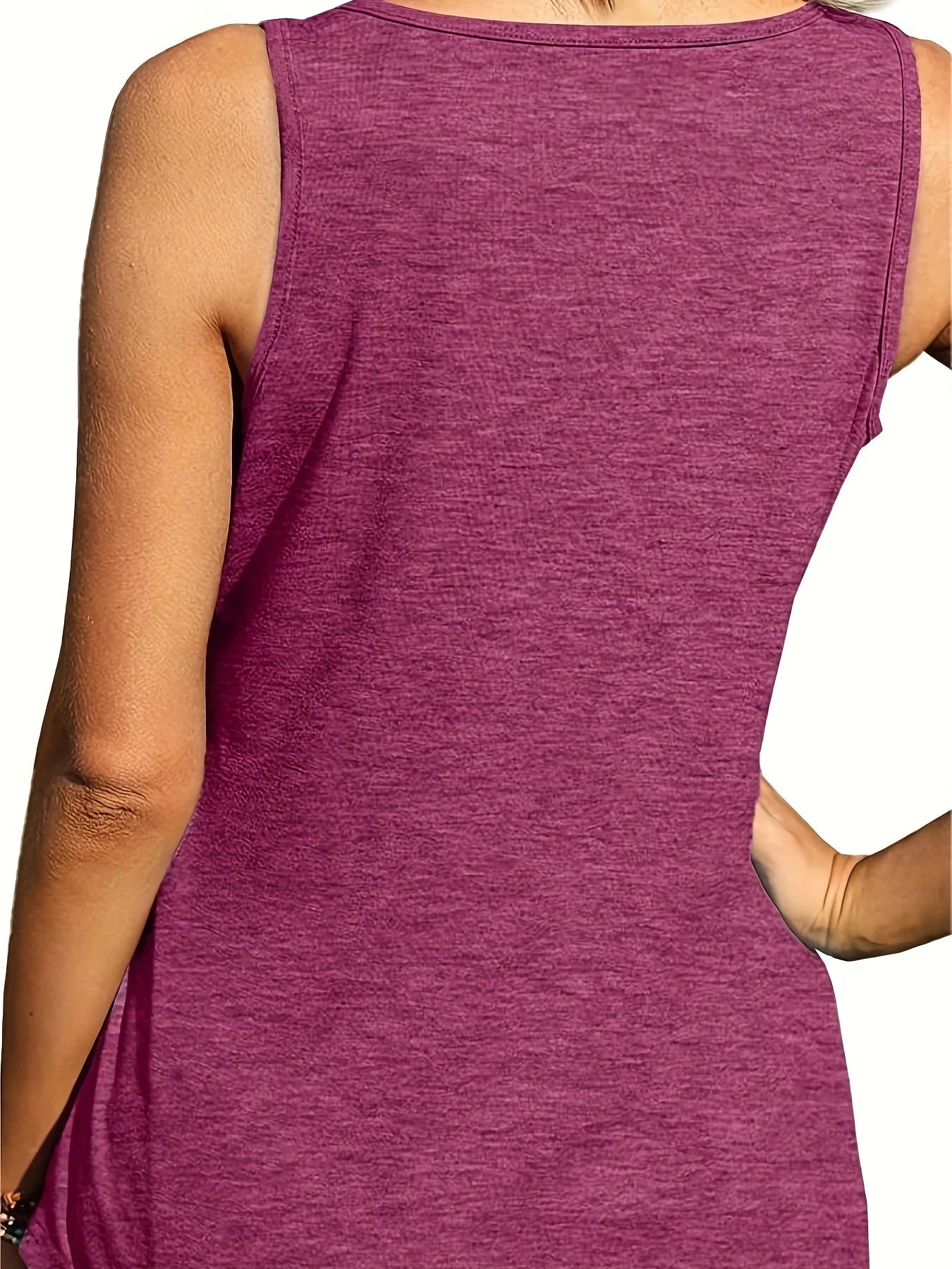 Plus size women's solid color polyester fiber with elastic summer U-neck dolphin hem simple with classic of American casual vest