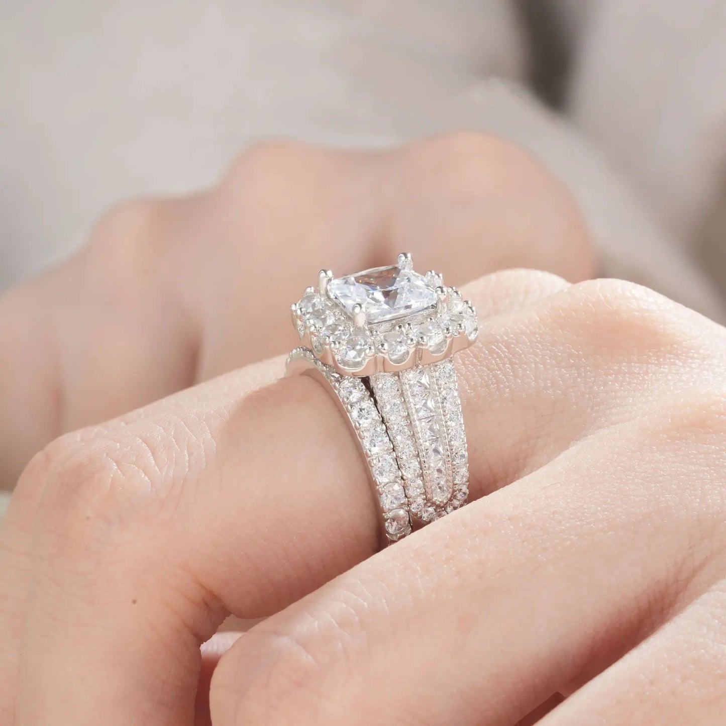 Newshe Luxury Moissanite Wedding Rings Set for Women 925 Sterling Silver D Color VVS1 with GRA Certificate Bridal Ring Jewelry