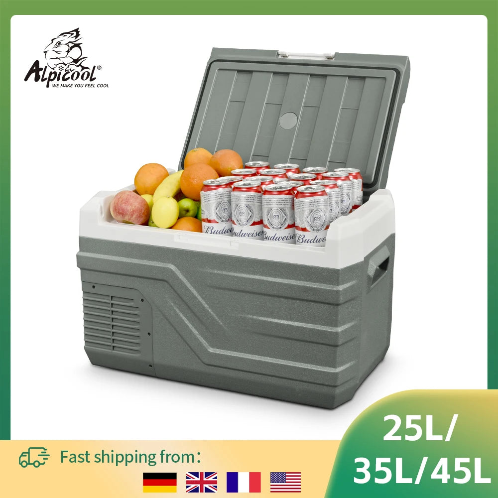 Alpicool NL 25L 35L 45L Car Refrigerator 12V Compressor Fridge Freezer 12/24V DC 100-240V AC Portable Cooler for Camping Travel