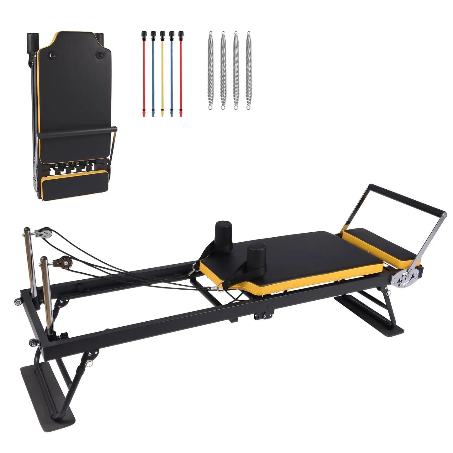 Pilates Reformer,Foldable Pilates Machine & Equipment for Home Use and Gym Workout,for Advanced and Beginners Users,Up to 250Lbs