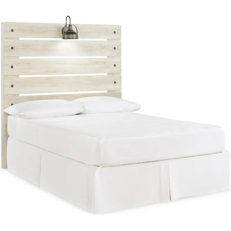 Cambeck Farmhouse Panel Headboard ONLY with USB Charging Stations, Full, Whitewash