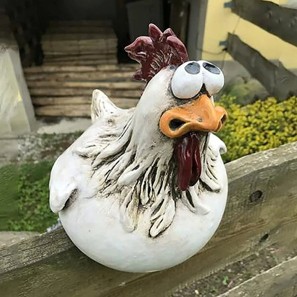 1Pc Resin Funny Chicken Surprise Hen, Used for Farm Garden Fence Decoration Worker Statue Crafts, as a Gift to Friends m