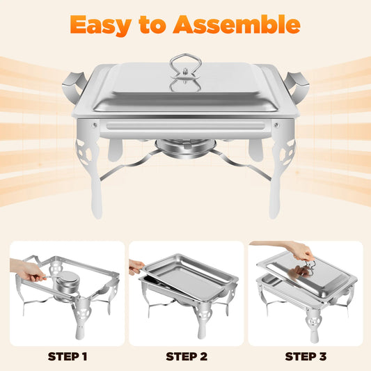 Stainless Steel 6L Chafing Dish, Buffet Warmer for Catering and Parties