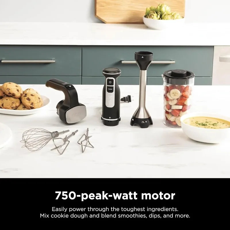 Ninja Hand Mixer, Immersion Blender, Foodi Power Mixer System, Handheld Emulsion Blender & Electric Hand Mixer Combo,Black CI101