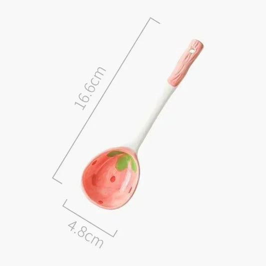 Strawberry Ramen Bowls and Spoons Creative Ceramics Anti-scald Instant Noodle Bowl Cute Strawberry Bowl Pretty Bowl Soup bowl