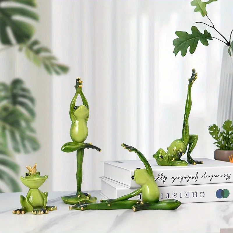1Pc Yoga Frog Resin Crafts Decorations Tv Cabinet Wine Cooler Pieces Graduation Birthday Gift