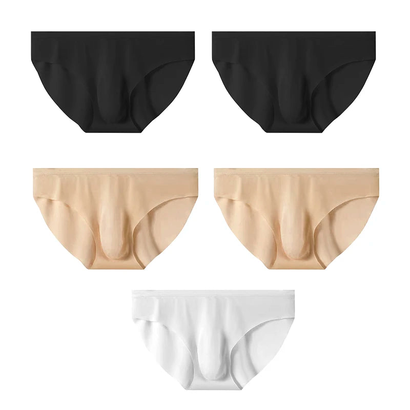 5 PCS/SET Men's Briefs Summer Ice Silk Underwear Sexy Seamless Breathable Low Waist Panties Shorts Plus Size 3XL  Lingerie