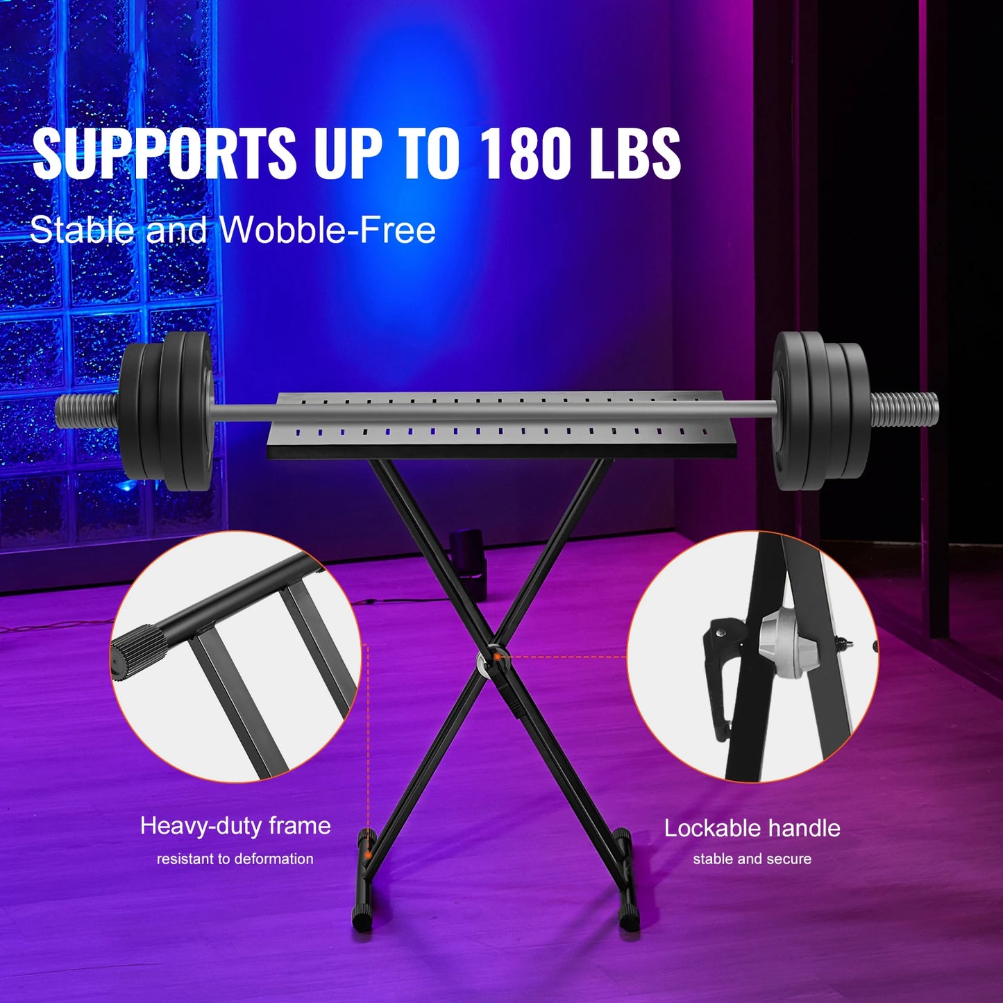 SucceBuy DJ Table Stand 32"x20" Portable DJ Laptop and Controller  Foldable Double-X Braced Keyboard Stand Tabletop Audio Mixer