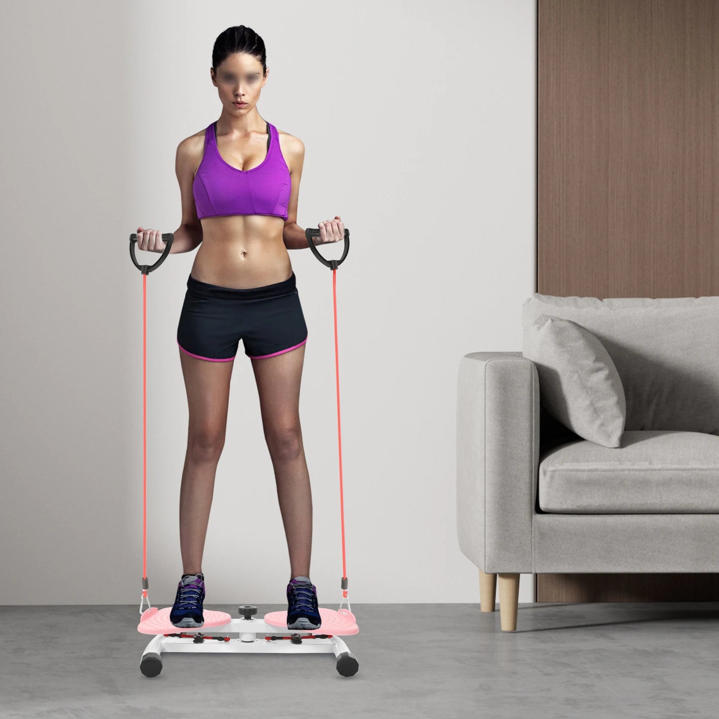 Pink Steel Waist Twister, Floor Standing Waist Twist Exercise Equipment 53.5*32*12cm  Legs Distance 48cm for Homes,Offices