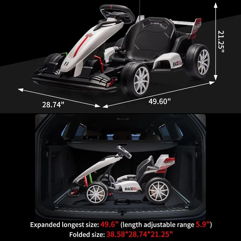 Go Kart Electric Drift Kart Car with Adjustable Seat, 24V Outdoor Ride On Toy with Variable Speed Mode, Crazy Cart