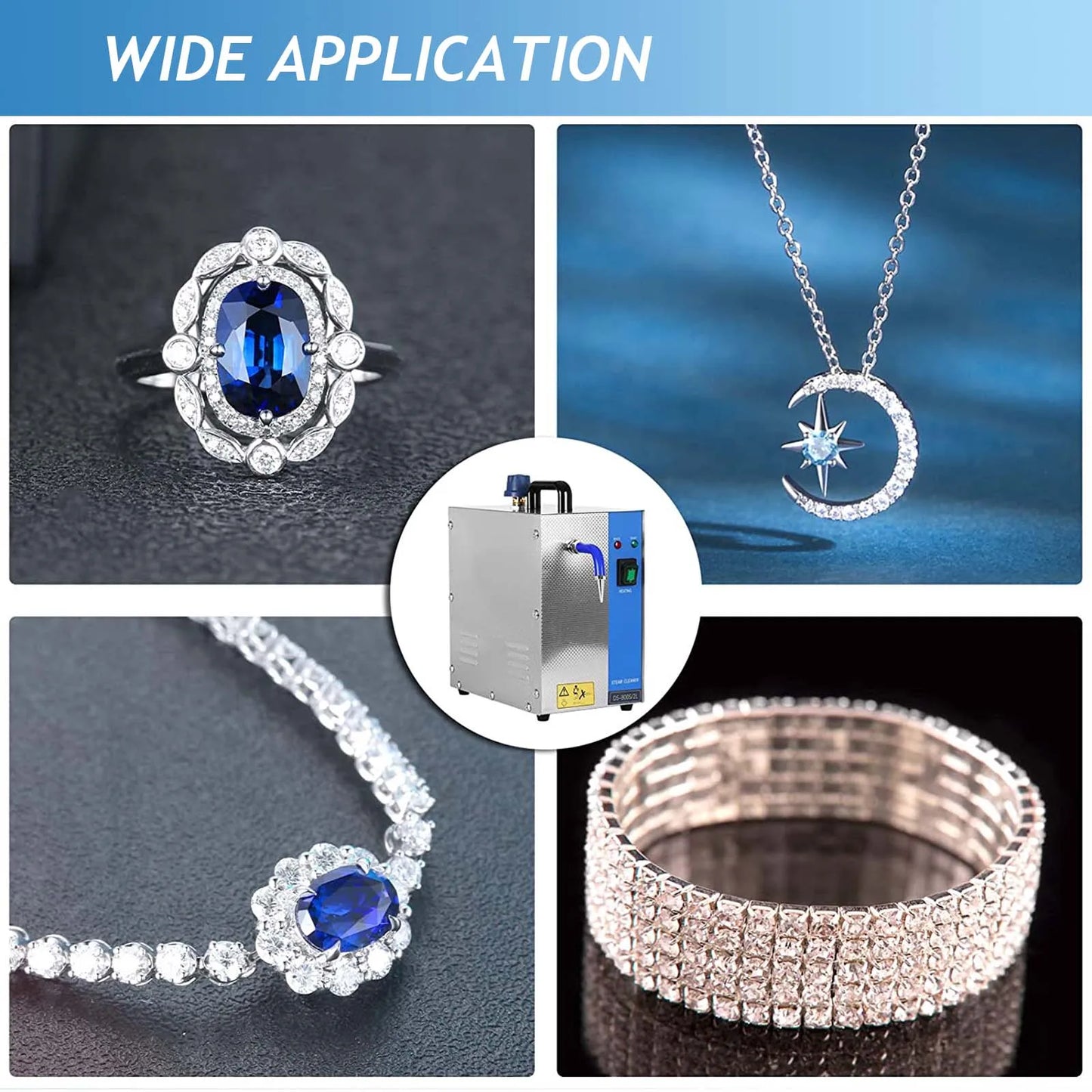 Industrial 1300W Jewelry Steam Cleaner | 2L Stainless Steel Tank for Gold/Silver/Platinum Deep Cleaning - Home/Commercial Use