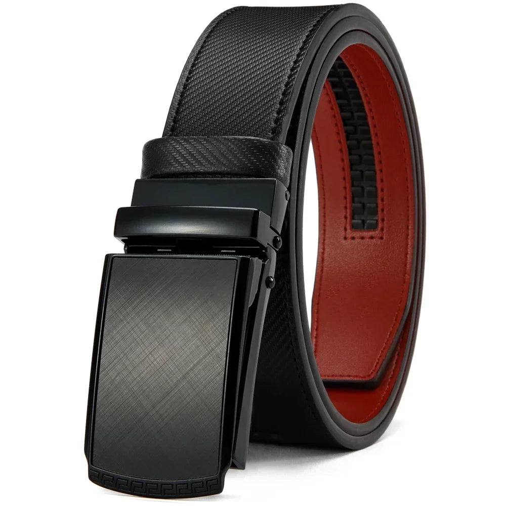 New Mens Belt Automatic Genuine Leather Luxury Belt of Men Male Metal Automatic Buckle Designer High Quality Waist Belt Black