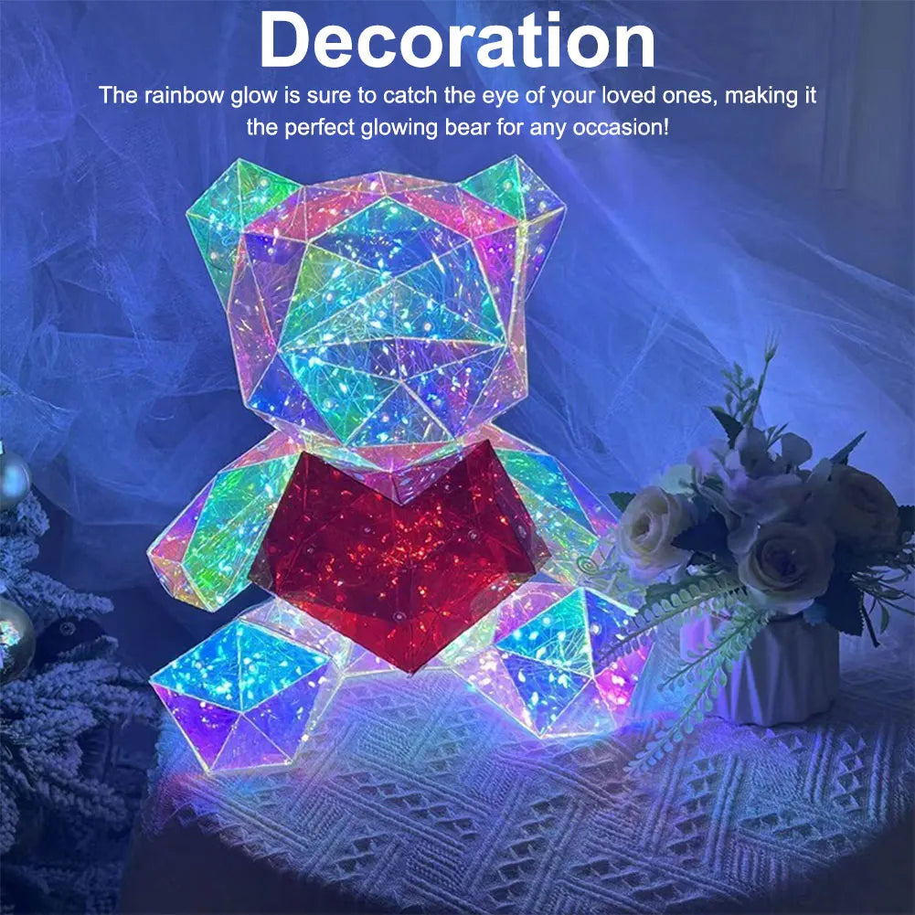 LED Light Up Teddy Bear Doll Valentine's Day Gift 20cm Romantic Surprise Bear Lamp Anniversary Birthday Gifts Bedroom Decor
