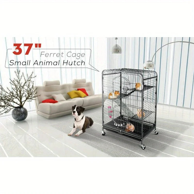 Ferret Cage Rabbit Guinea Pig Chinchilla Rat Small Animal House 37" 4 Levels