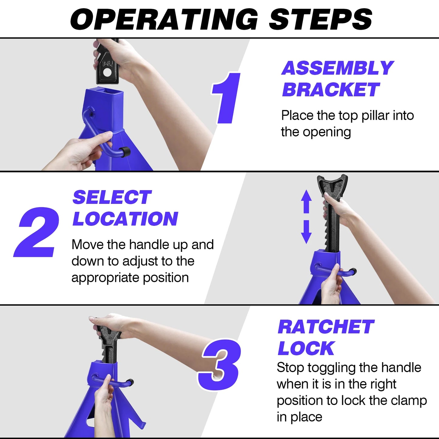 DayPlus Heavy Duty 3 Ton Axle Stands for Car Van 4x4 Caravan Garage Workshop Steel Robust Construction Support Lift 29-43cm,2PCS