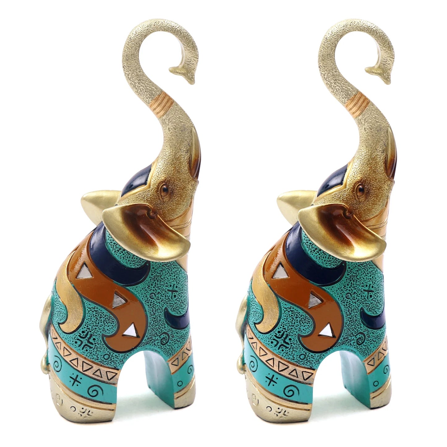 2 PCS Feng Shui Pair of Resin Elephant Statue Lucky Figurine Gift Decor, Modern Resin Elephant Statue Feng Shui Home Decor