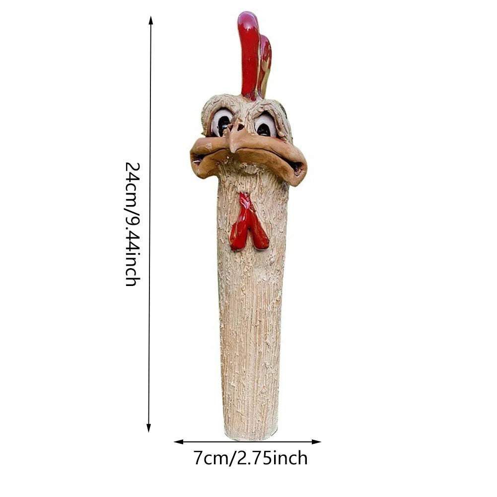 Funny Chicken Head Statue Creative Garden Decoration Farm Chicken Statue Handmade Garden Statues Resin for Art Decorations