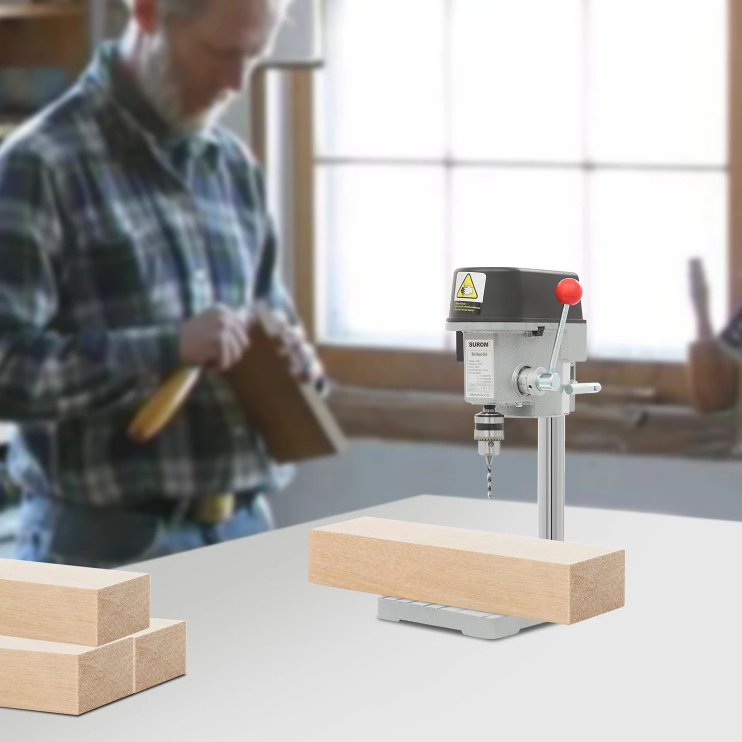340W Mini Bench Drill Press, 5158A Corded Table Drill, Portable Bench Drilling tool， roller speed control,110/220v