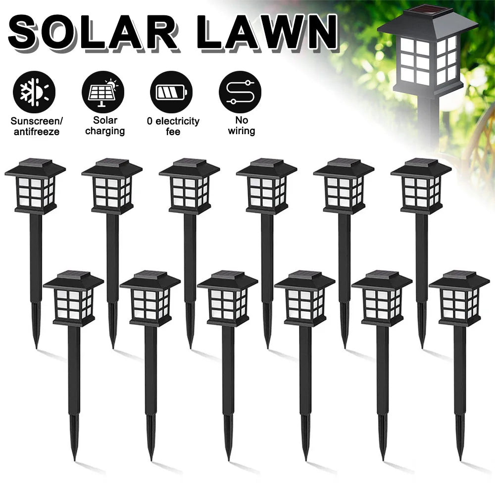 12pcs LED Solar Pathway Lawn Lights Outdoor Waterproof Solar Lamp Decoration for Garden Walkway Path Driveway Patio Yard & Lawn