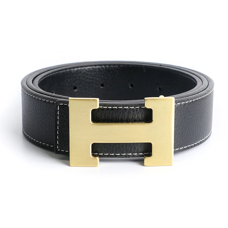 Red Luxury Designer Brand Cowhide H Belt Men High Quality Women Genuine Real Leather Dress Cowhide Strap for Jeans Waistband