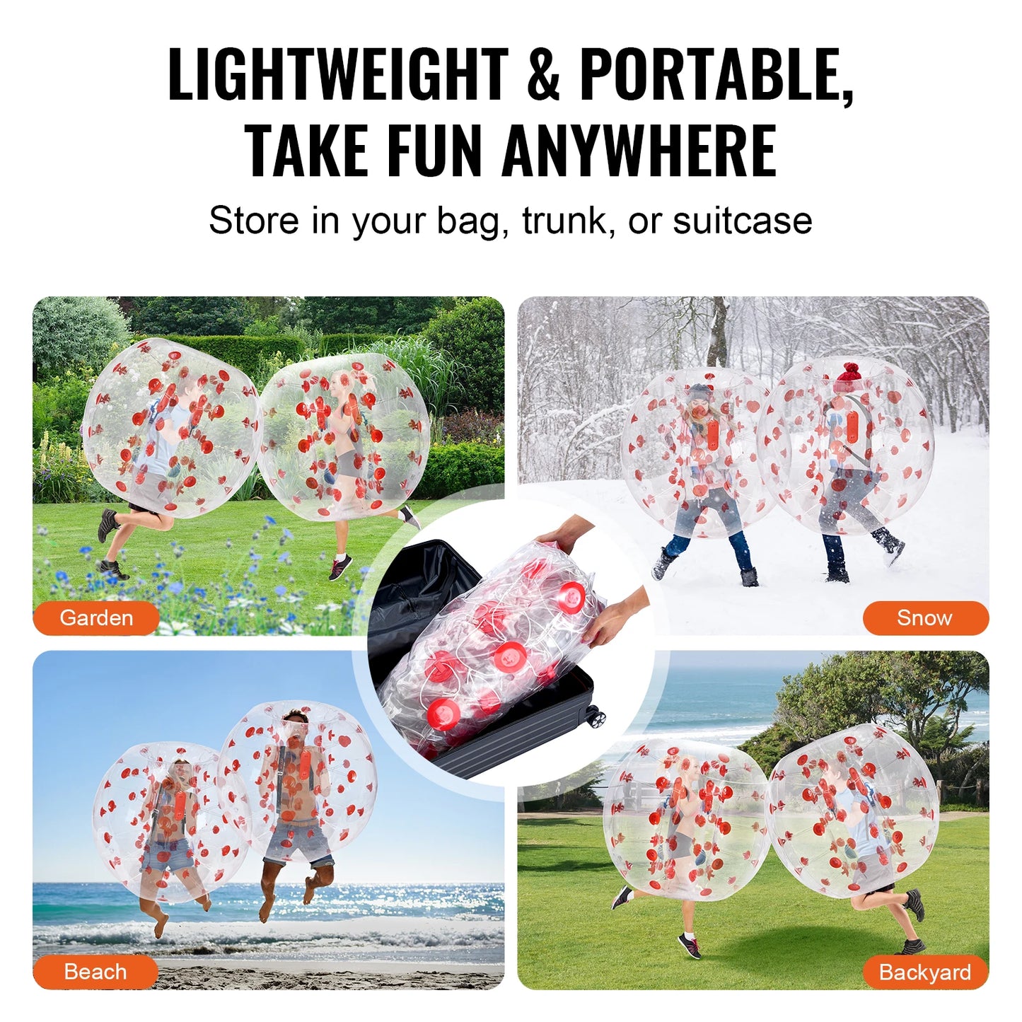 SucceBuy Inflatable Bumper Ball 4FT/1.2M Body Sumo Zorb Balls for Teen & Adult 0.8mm PVC Bubble Balls Bumper Bopper Toys