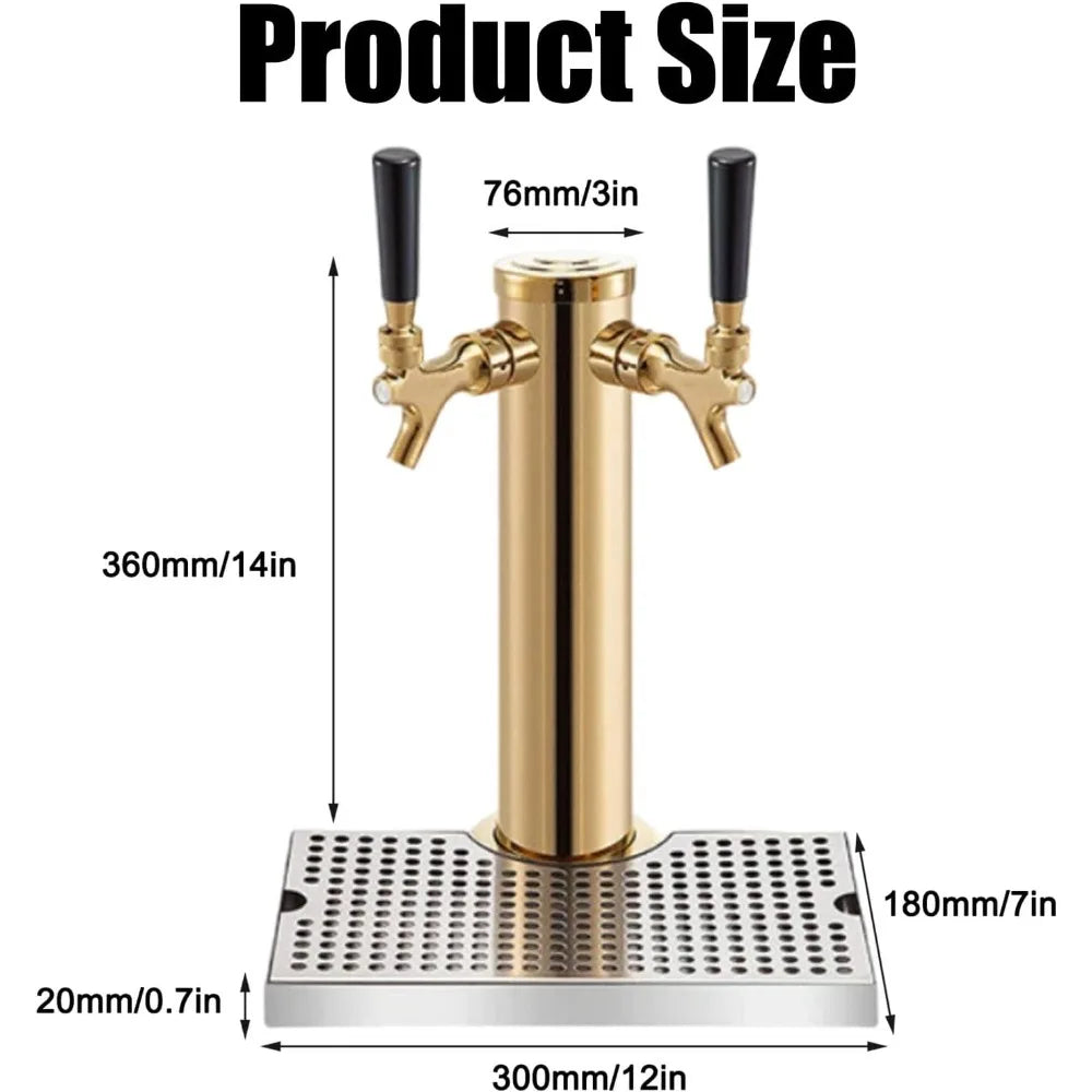 Kegerator Tower,Stainless Steel Beer Tower,Beer Tower,Single Tap Draft Beer Kegerator Tower,Stainless Steel Double Faucet Draft