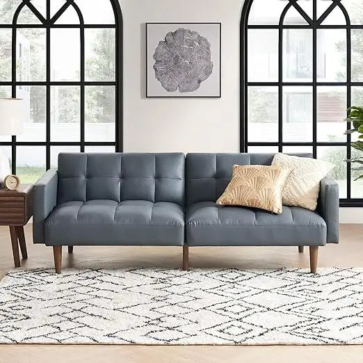 Mid Century Modern Futon Sofa Bed, 76.8" Loveseat Sleeper Couch for Small Spaces, Living Room Furniture