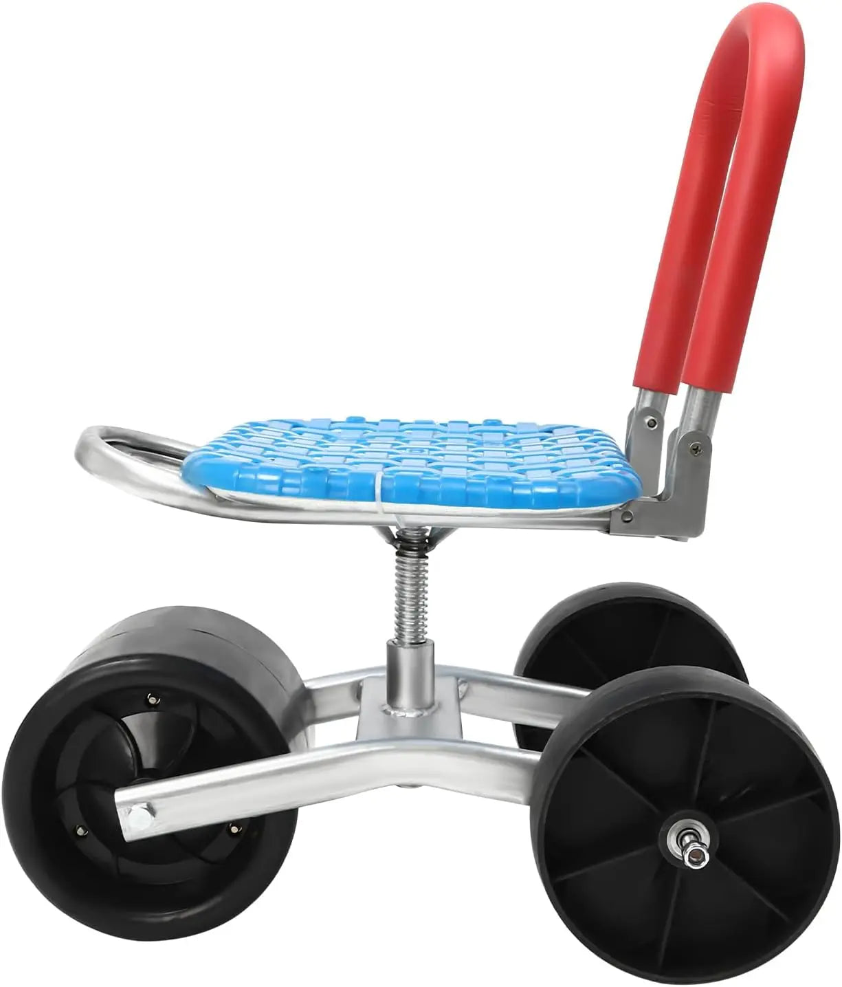 Rolling Garden Stool 150kg - Heavy-Duty High-Carbon Steel Cart w/3×360° PE Wheels, Adjustable Height 23-38cm, L-Shaped Seat