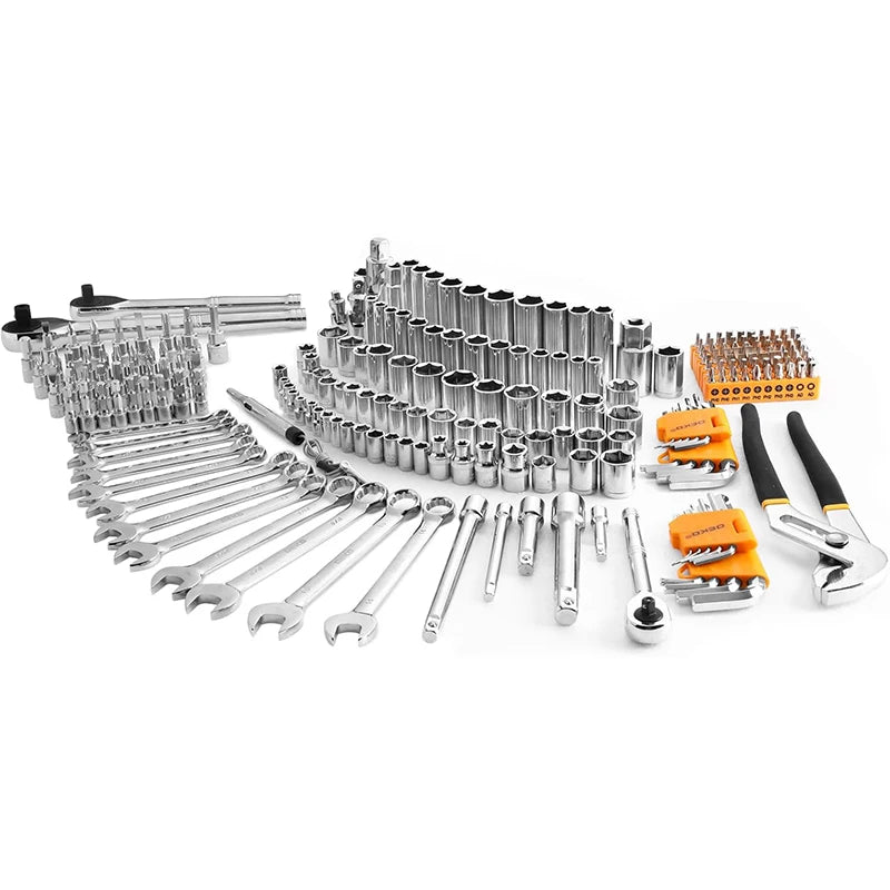 DEKO Mechanic Hand Tools Kit and Socket Sets 234Piece 1/2 1/4 3/8 Inch Ratchet Wrench Auto Tool Box Set for Car and Home Repair