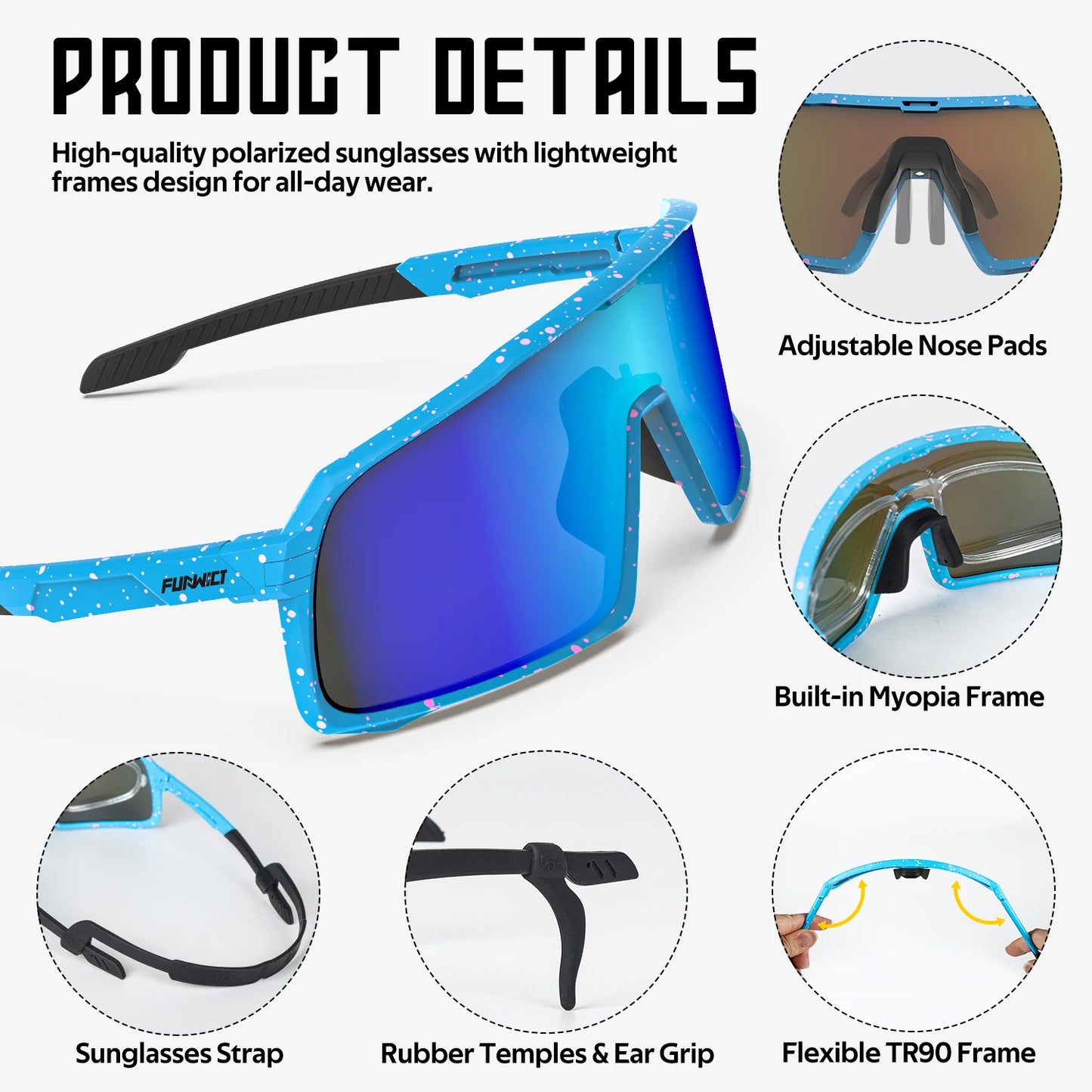 Polarized Sunglasses for Men Women Youth UV400 Eyewear Sports Bike Cycling MTB Road Bicycle Boys Girls Baseball Fishing Glasses