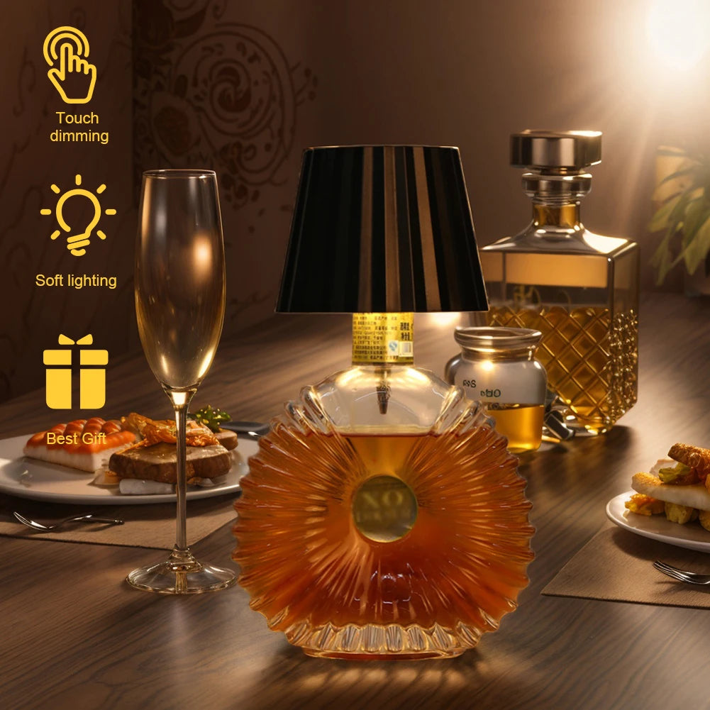 Wireless Bottle Lamp Rechargeable 3 Colors Dimmable Wireless Touch Table Lamp Portable LED Table Lamp for Restaurant Bar