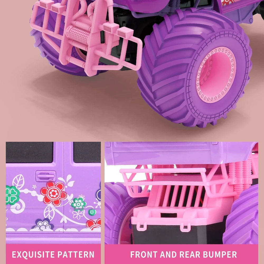 1:12 4WD RC Car with LED Light 2.4G Remote Control Princess Off Road Car Buggy Girl Off-Road Vehicle Truck Kids Toy for Children