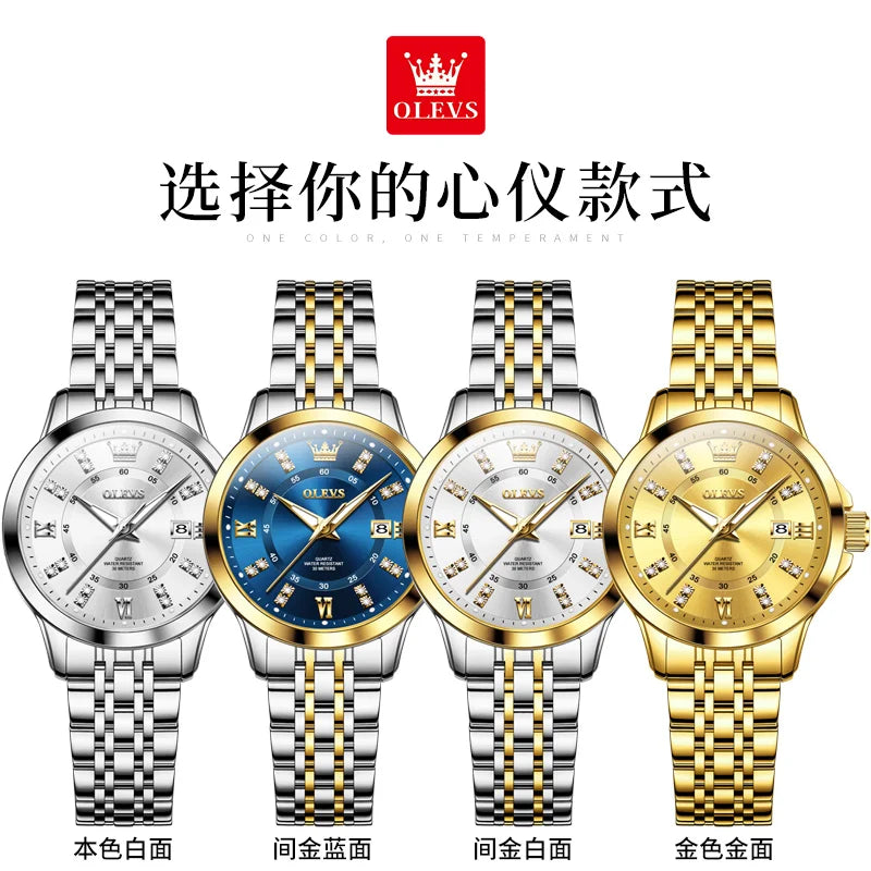 OLEVS Brand Romantic Gift Box Bracelet Set Women's Watches Elegant Waterproof Fashion Luminous Quartz Watch Calendar Wristwatch